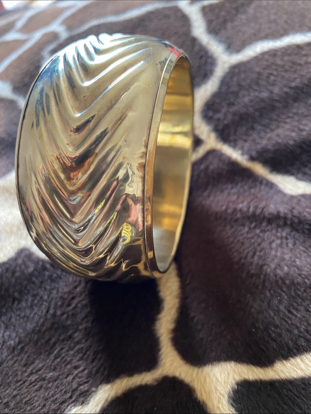 Vintage Chunky Textured Brass Bracelet